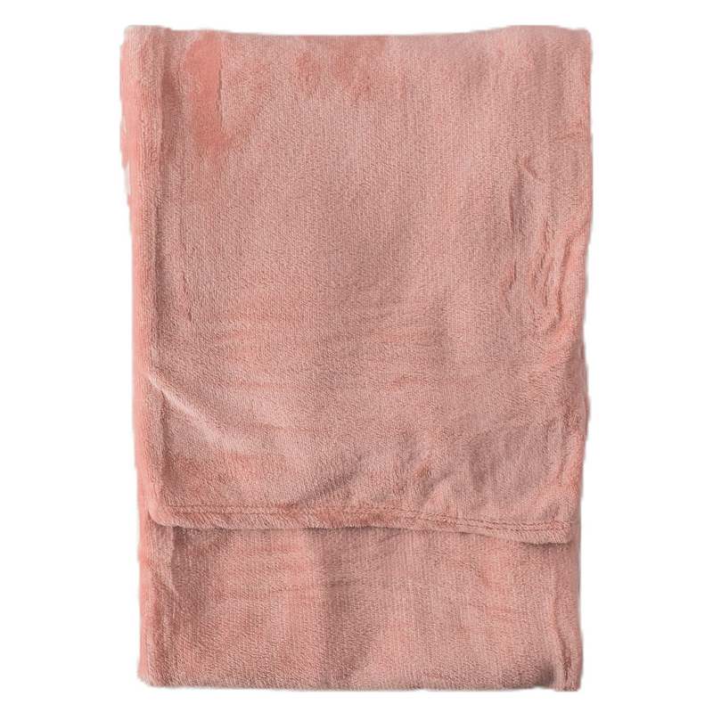 Rolled Flannel Fleece Throw Blush 5059413411120 folded