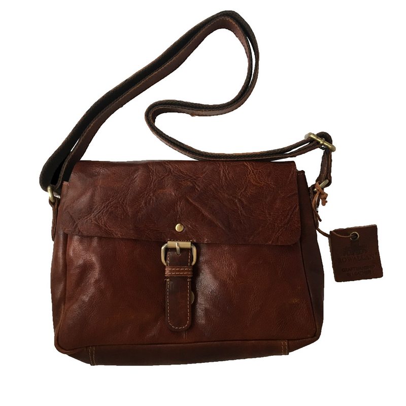 Rowallan Of Scotland Bronco Cognac Half Flap Bag Small front