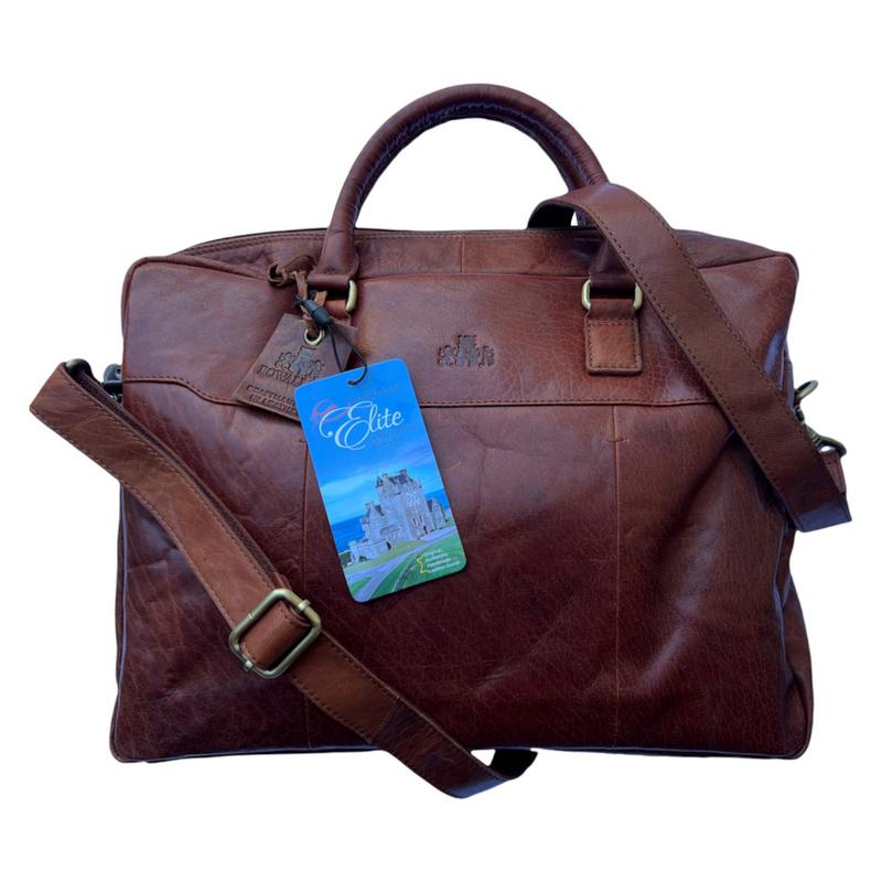 Rowallan Of Scotland Bronco Cognac Stitch Continental Bag 31-1590-18 with strap