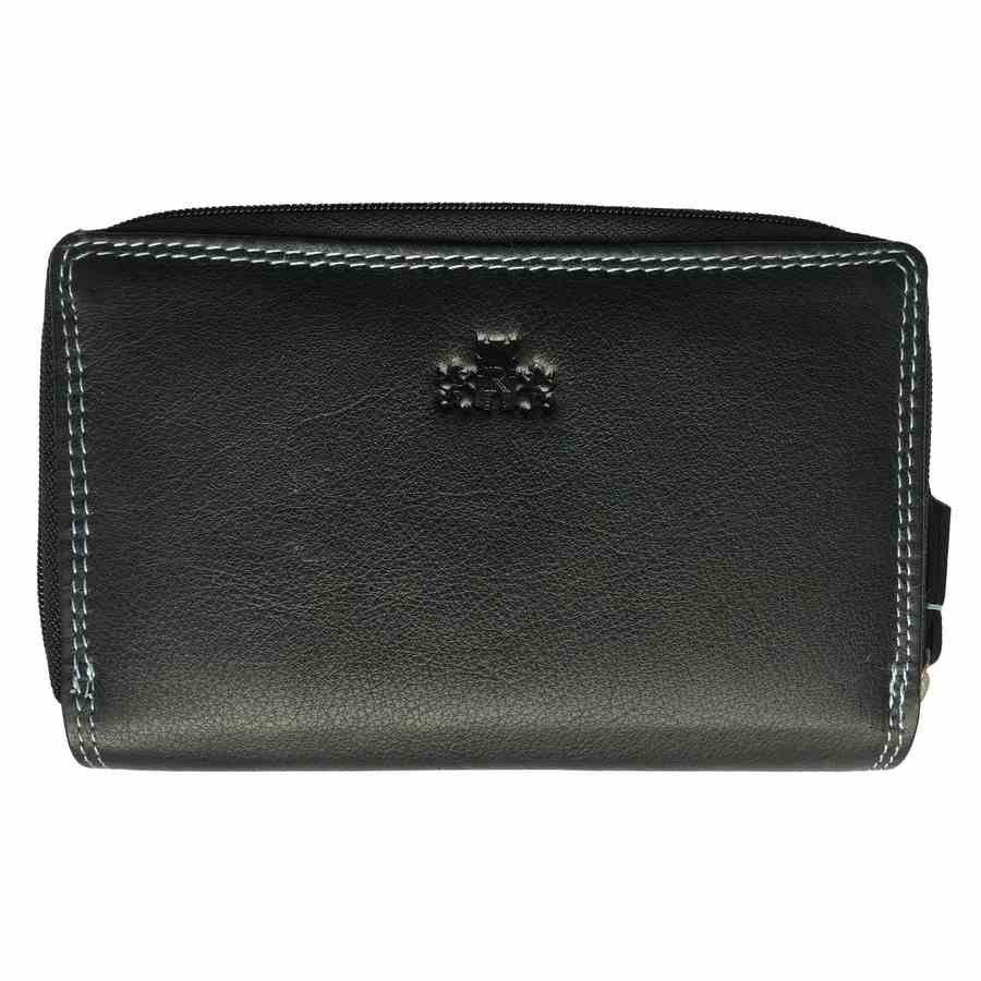 Rowallan Of Scotland Rainbow Black RFID Tabbed Purse front
