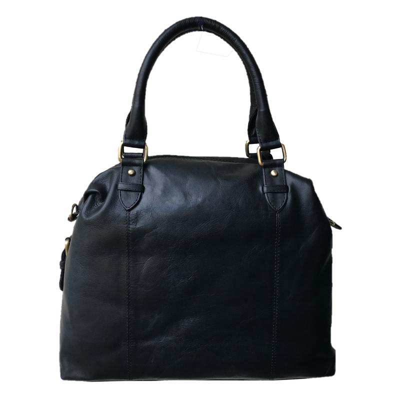 Rowallan Of Scotland Sultan Black Leather Twin Buckle Handbag back