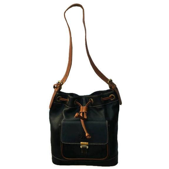 Rowallan Of Scotland Prelude Navy Drawstring Handbag front with strap