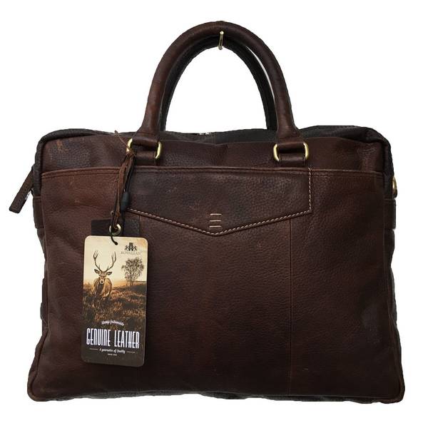 Rowallan Of Scotland Saxon Brown Leather Briefcase back