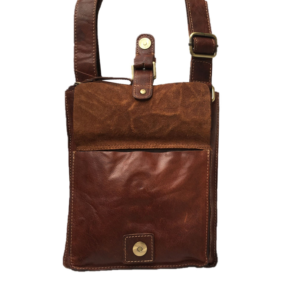 Rowallan of Scotland Bronco Cognac Cross Body Bag With Front Pocket open