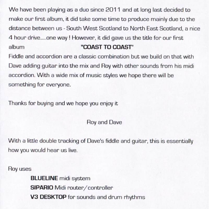 Roy Hendrie & Dave Morrice Coast To Coast CD inside booklet 2