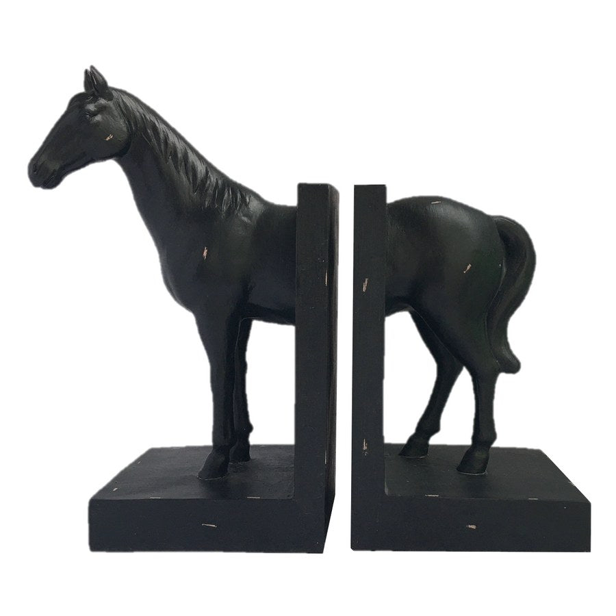 Rustic Black Horse Bookends apart