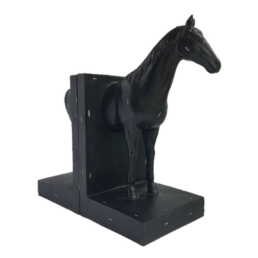 Rustic Black Horse Bookends together
