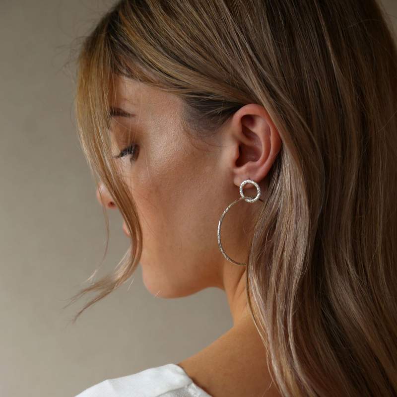 Sage Earrings Silver Plate EA374S on model