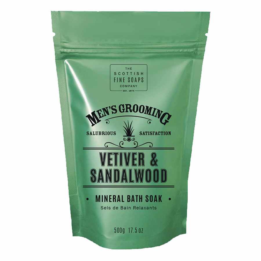 Scottish Fine Soaps Men's Grooming Vetiver & Sandalwood Mineral Bath Soak A03202