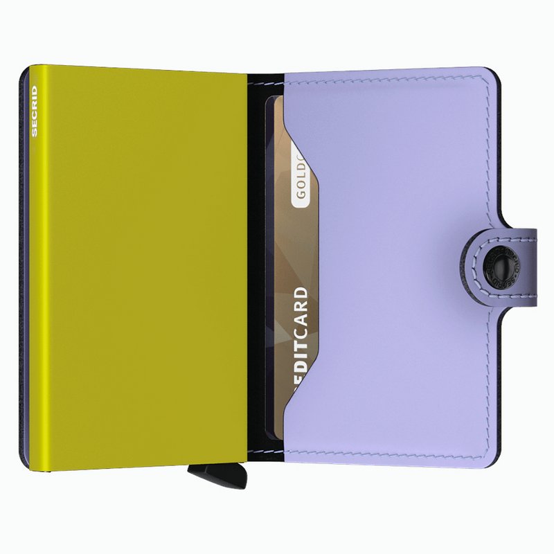Secrid RFID Mini Wallet Matte Lila Lime open 1