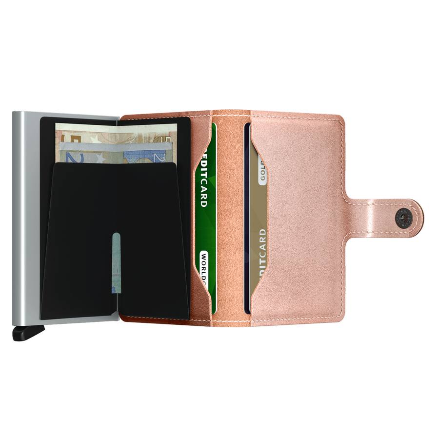Secrid RFID Mini Wallet Metallic Rose fully open
