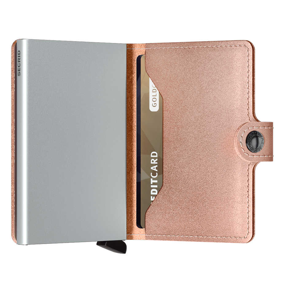 Secrid RFID Mini Wallet Metallic Rose open