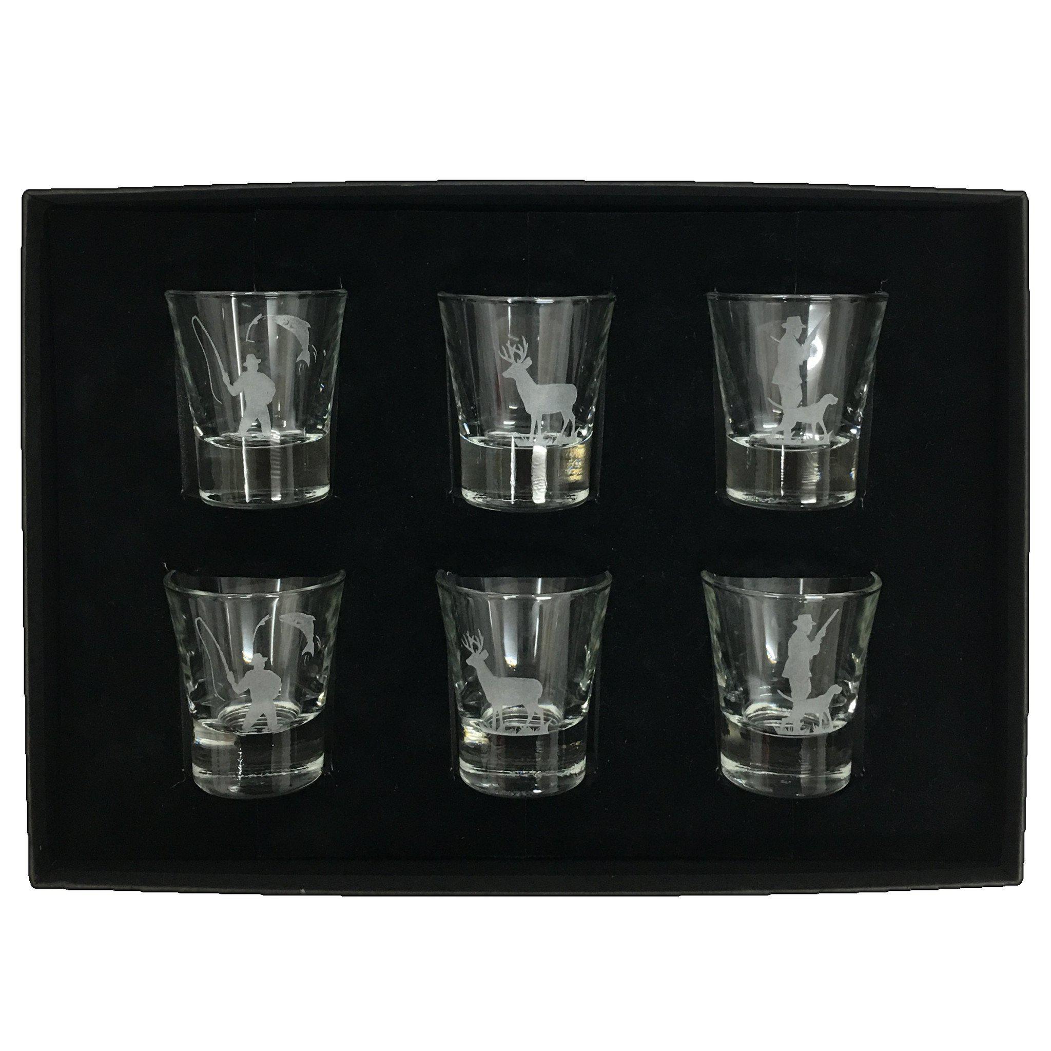 Tot Glasses Set of 6 - engraved with sporting scenes