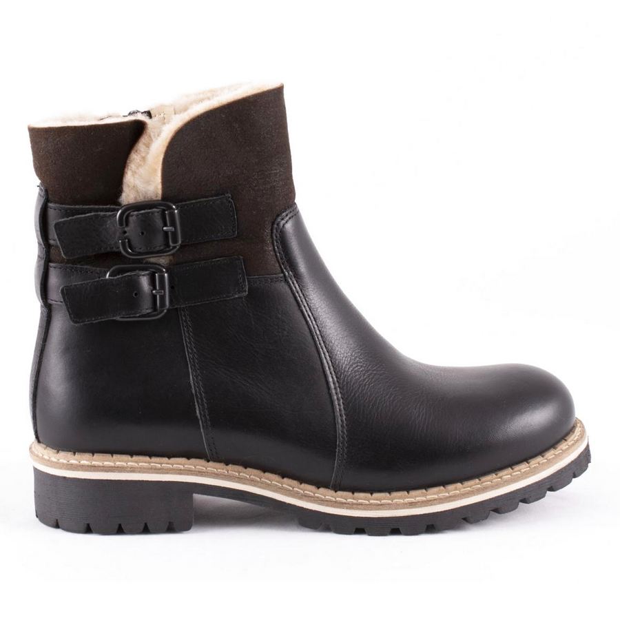 Shepherd Of Sweden Smilla Black Sheepskin Ankle Boots single side