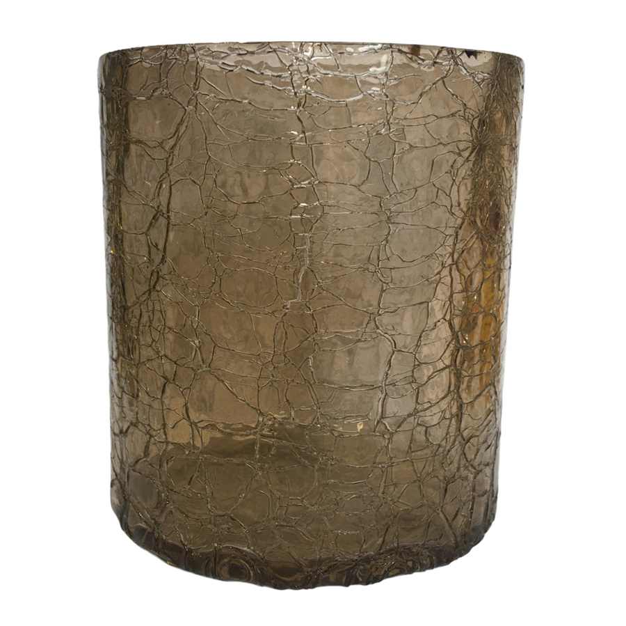Crackled Brown Glass Votive front