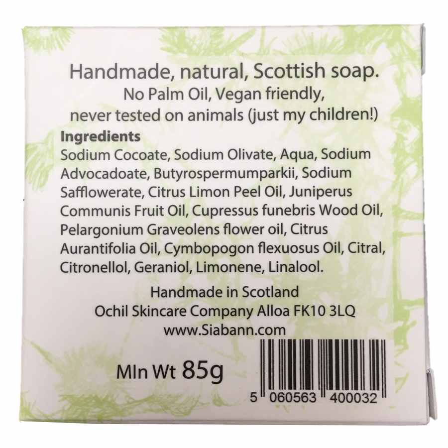 Siabann Handmade Soap - Cedarwood & Juniper back