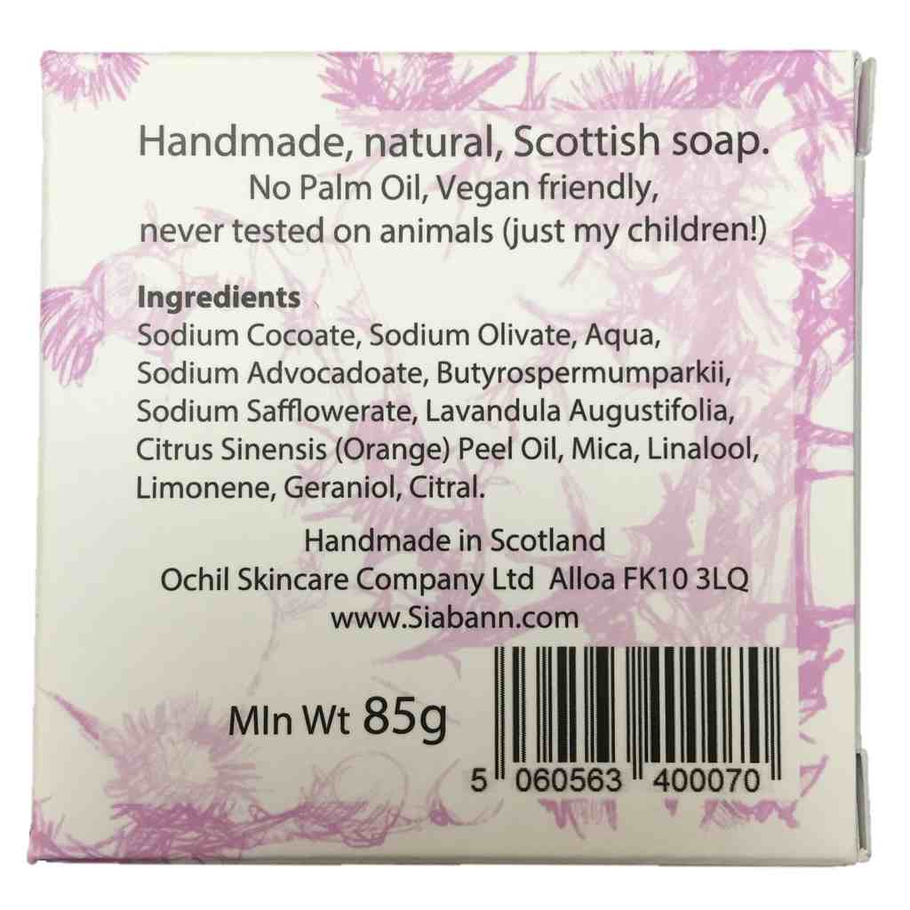 Siabann Handmade Soap Lavender & Shea back