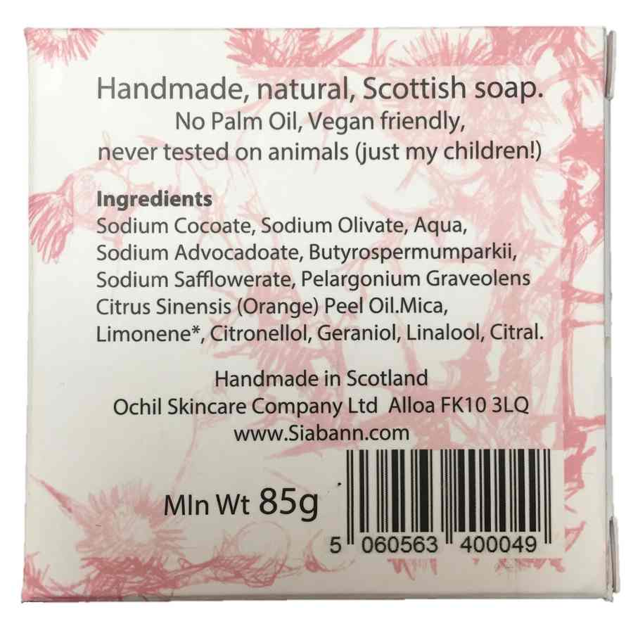 Siabann Handmade Soap - Rose Geranium back