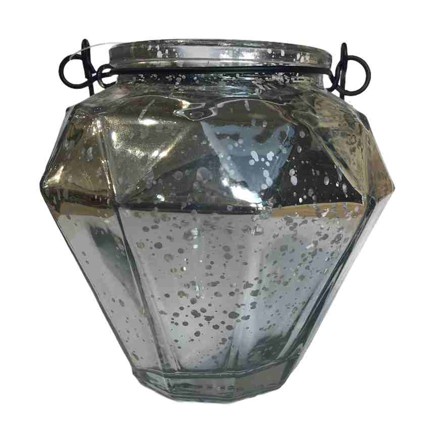 Silver Lustre Glass Ogee T-light Holder front