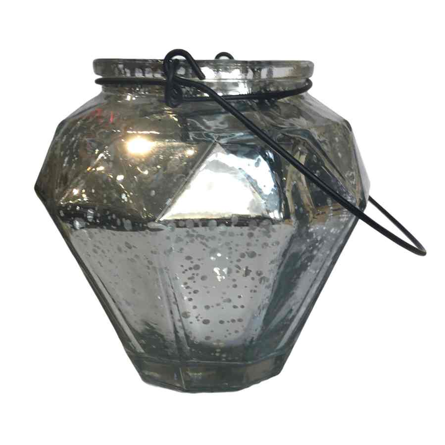 Silver Lustre Glass Ogee T-light Holder side