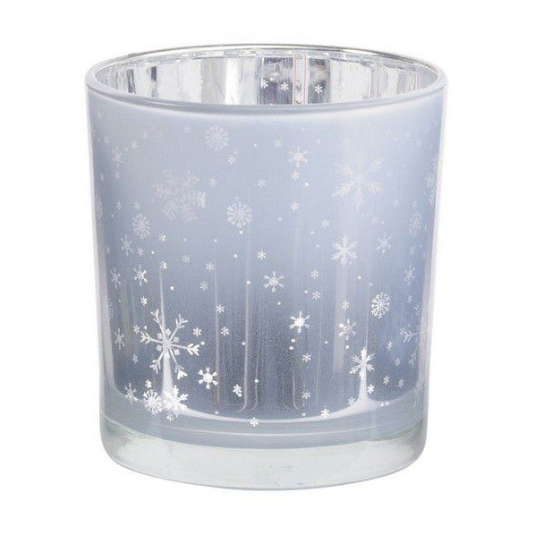 Silver Small Glass Votive Snowflakes