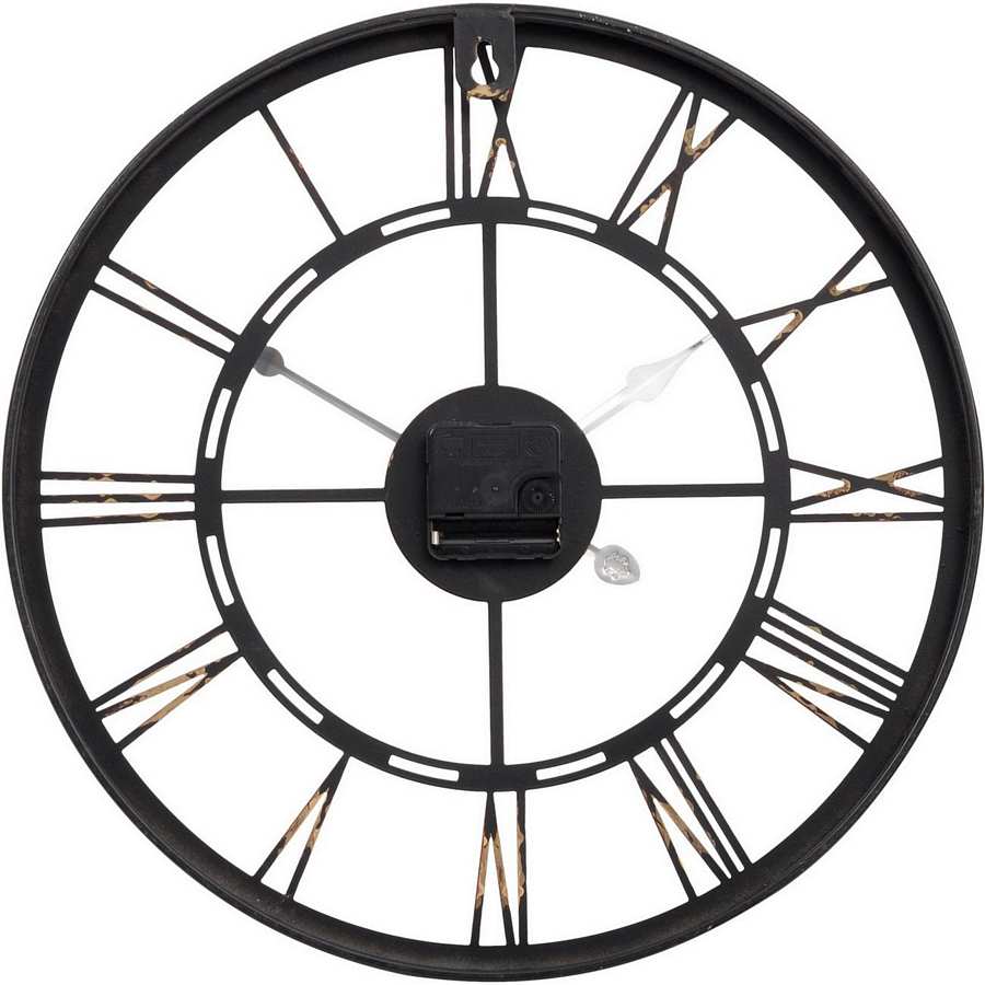 Small Metal Black & Copper Skeletal Wall Clock back