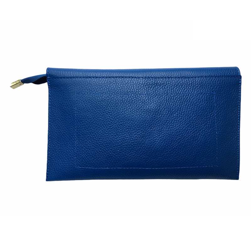 Smart Italian Leather Clutch in Royal Blue back