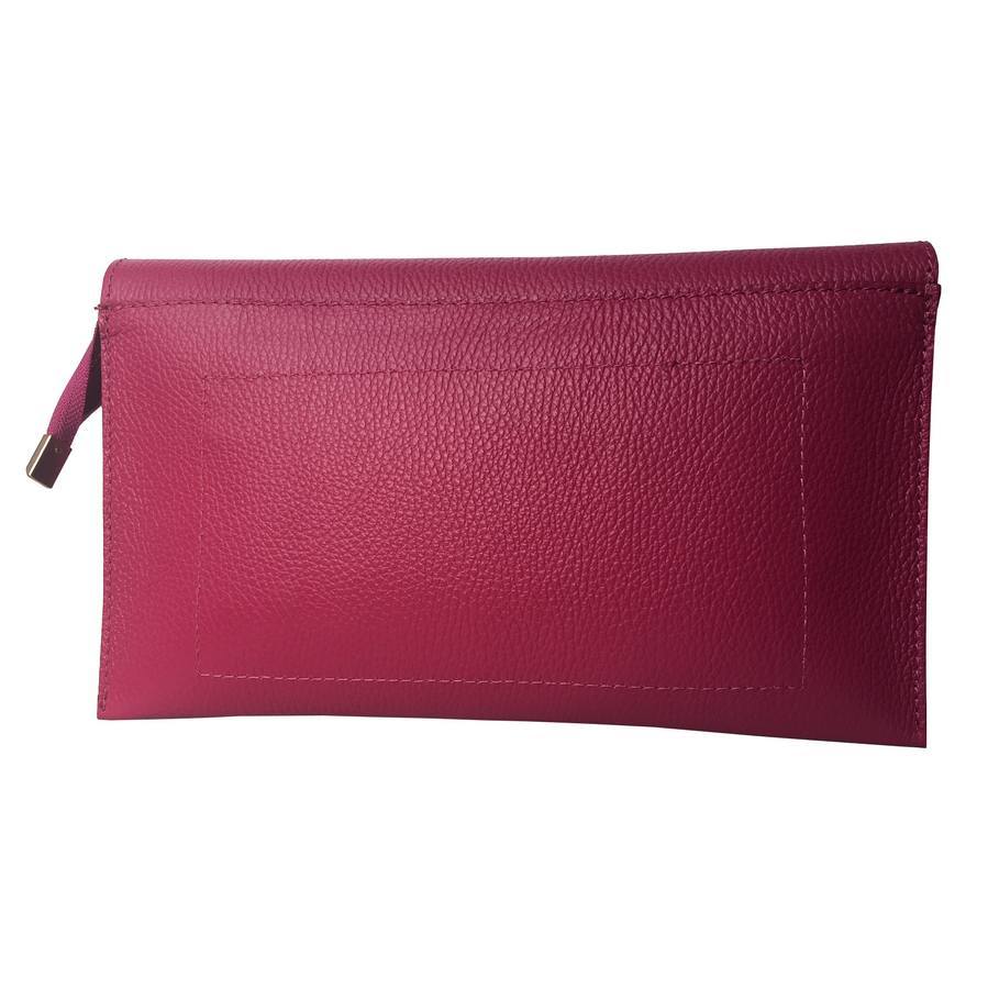 Smart Italian Leather Clutch in Fuschia Pink back