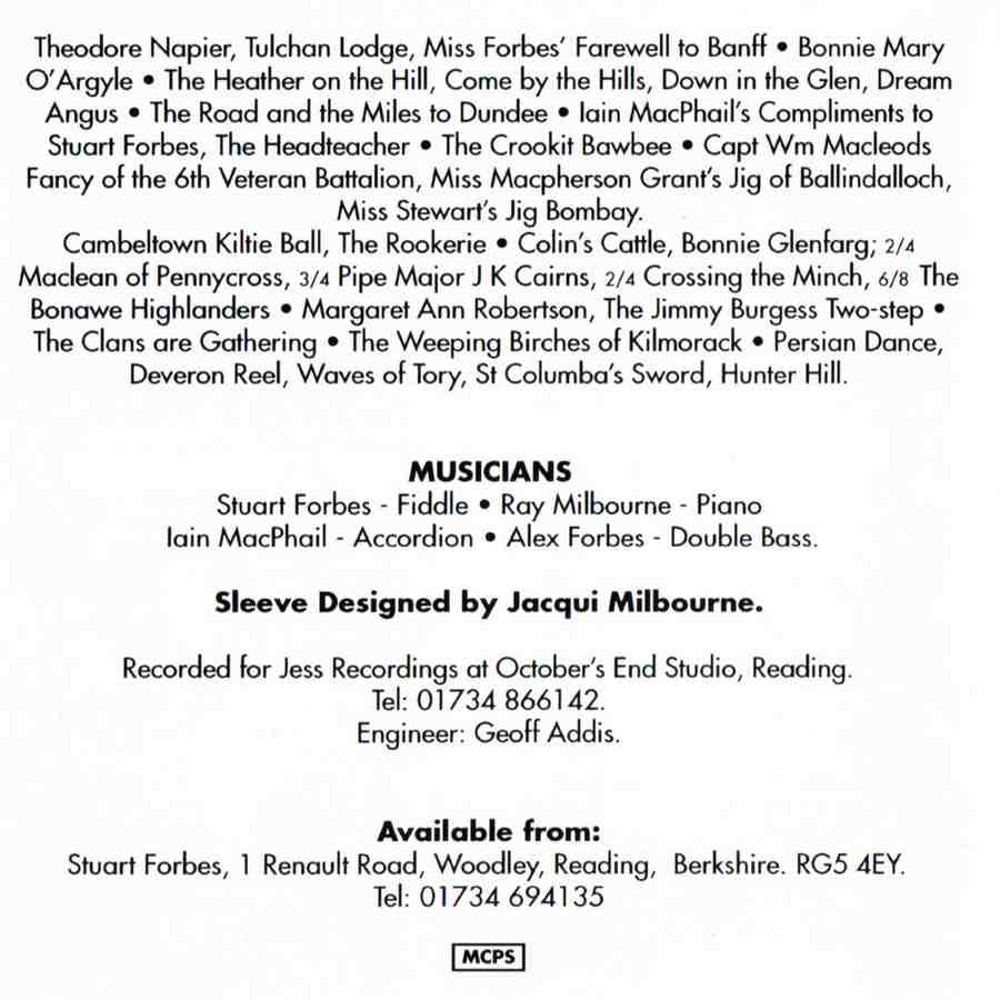 Stuart Forbes & Ray Milbourne - The Crookit Bawbee CD back cover