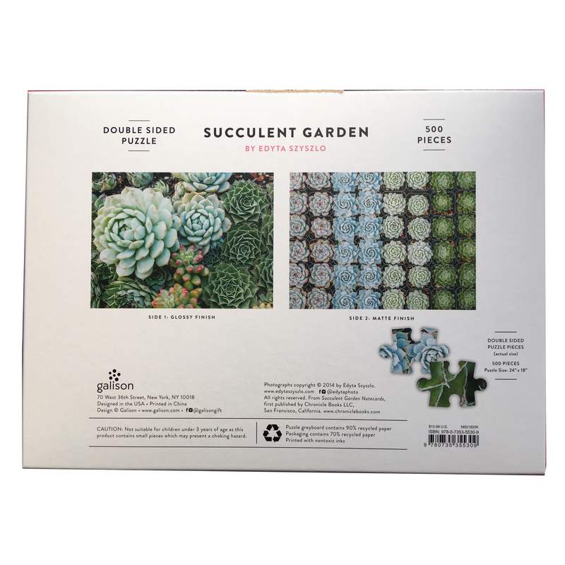 Succulent Garden Double Sided Jigsaw Puzzle back