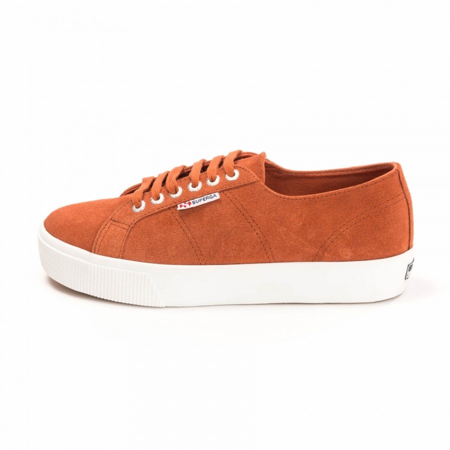 Superga 2730 Rusty Brown Suede Flatform Trainers