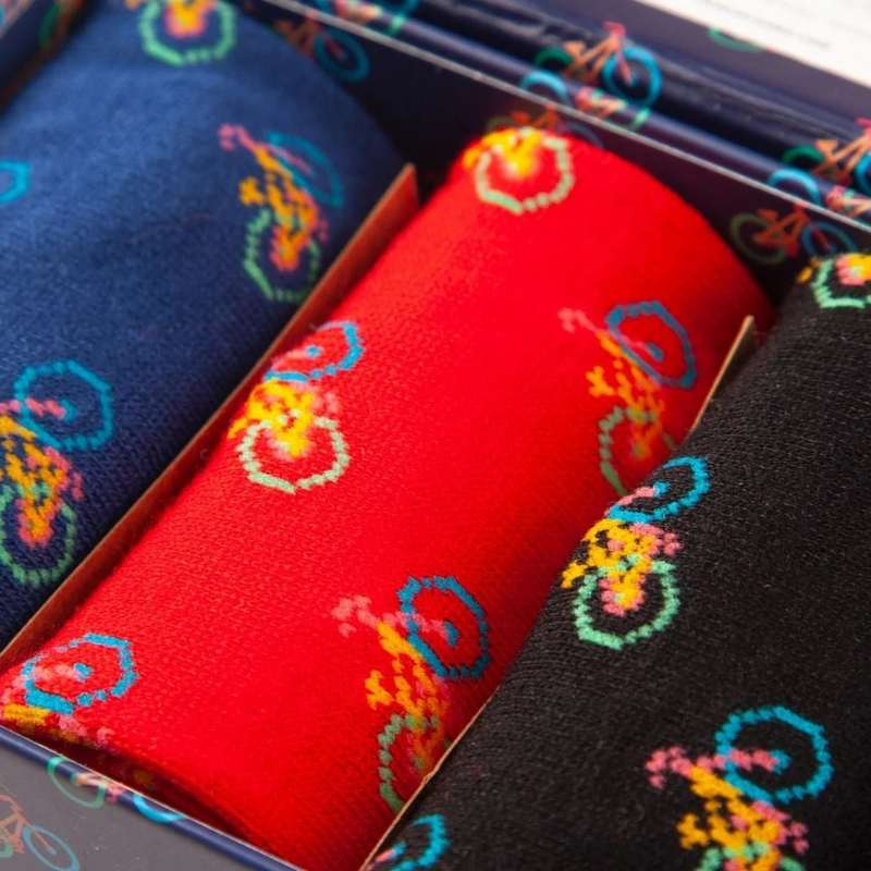Swole Panda Bamboo Socks Bicycle Gift Box of 3 close-up