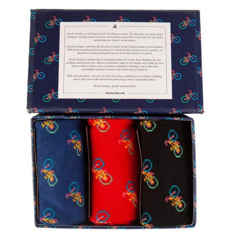 Swole Panda Bamboo Socks Bicycle Gift Box of 3 main
