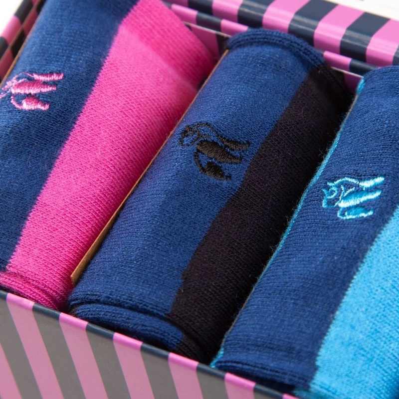 Swole Panda Bamboo Socks Navy Stripe Gift Box of 3 SP028-3-03-L close-up