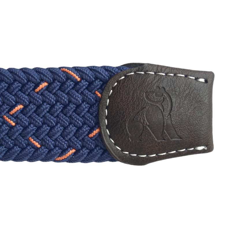 Swole Panda Repreve Woven Belt Navy and Orange Dash SP-RWB-23 end