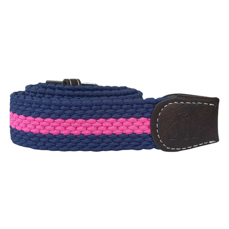 Swole Panda Repreve Woven Belt Rich Pink Stripe SP-RWB-25 rolled up side