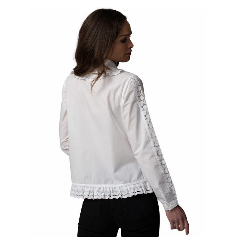 The Shirt Company Clemence Prairie Collar Victorian Boho Shirt in White back