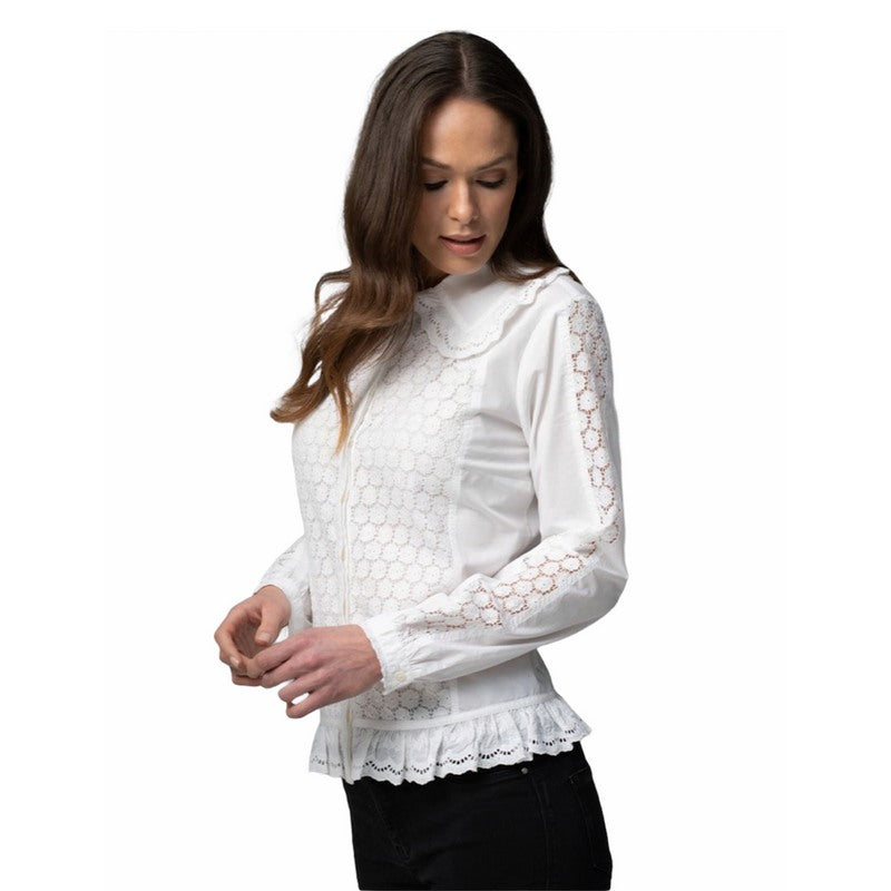 The Shirt Company Clemence Prairie Collar Victorian Boho Shirt in White side