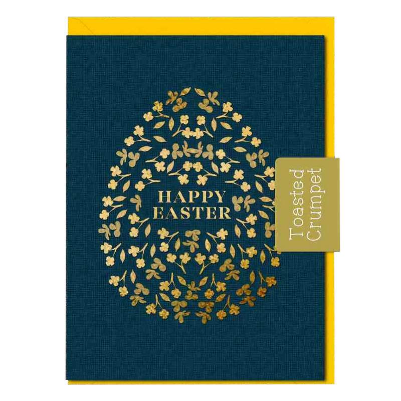 Happy Easter Golden Floral Egg Noir