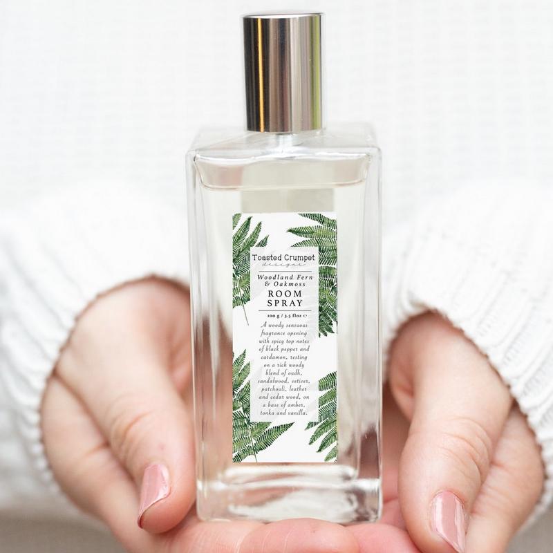 Toasted Crumpet Woodland Fern and Oakmoss Room Spray RS23 in hands