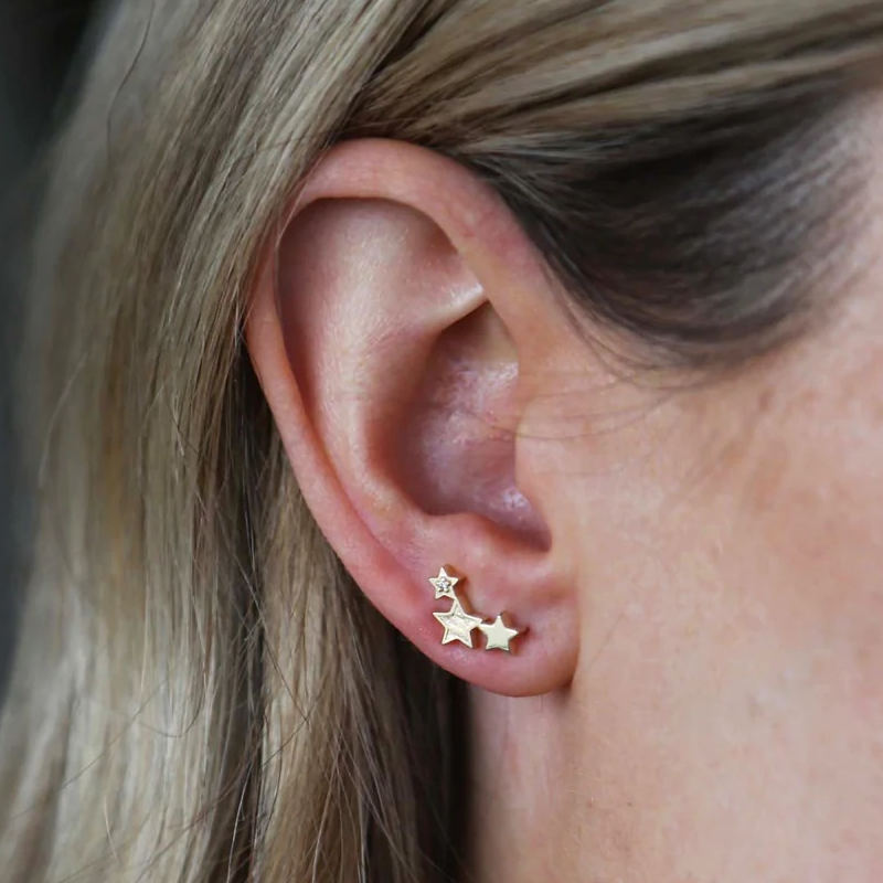 Tutti & Co Jewellery Celeste Earrings Gold EA472G on model close-up