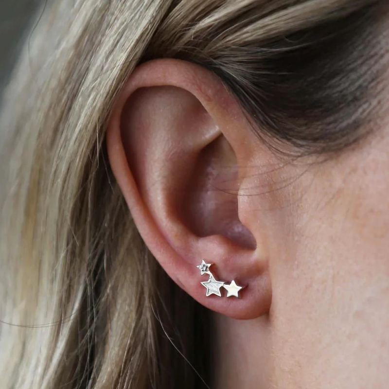 Tutti & Co Jewellery Celeste Earrings Silver EA472S on model