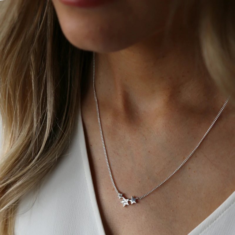 Tutti & Co Jewellery Celeste Necklace Silver NE565S on model