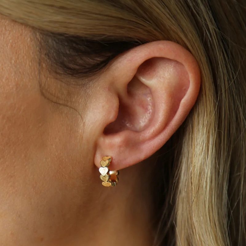 Tutti & Co Jewellery Devote Earrings Gold EA481G on model