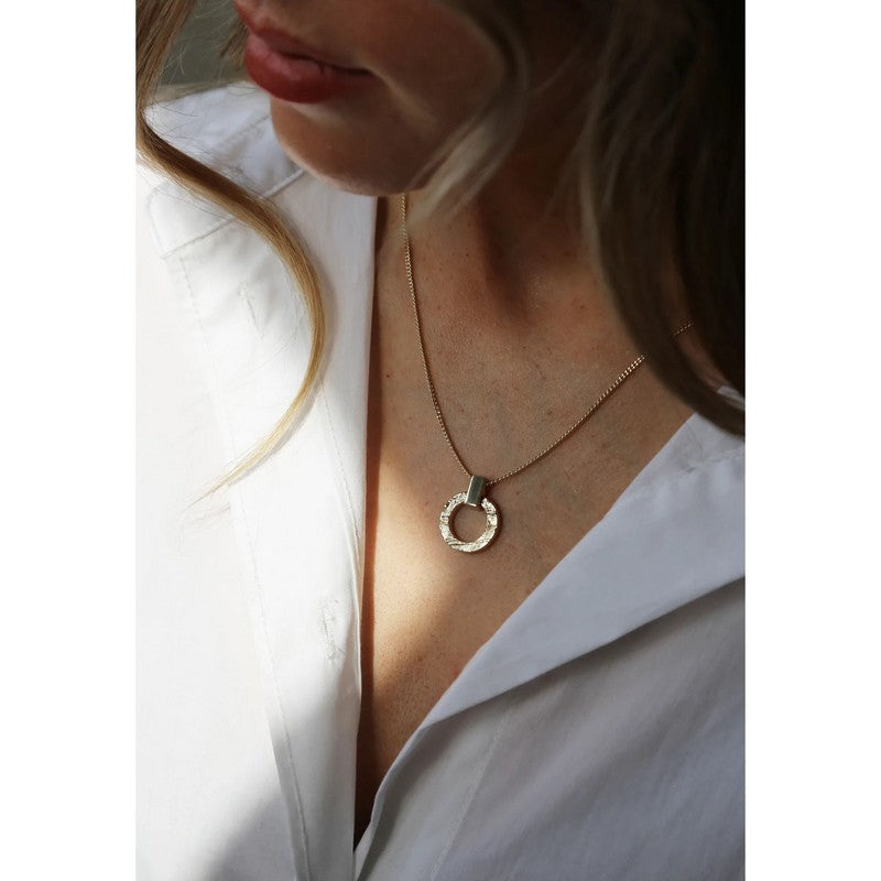 Tutti & Co Jewellery Palm Necklace Gold NE563G on model