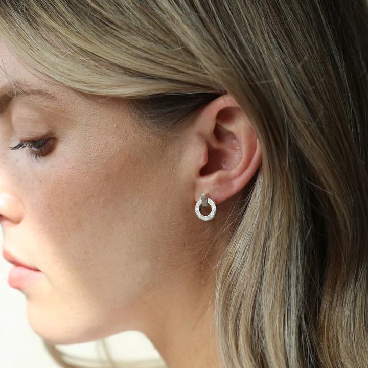 Tutti & Co Palm Earrings Silver EA482S on model