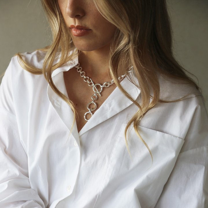 Tutti & Co Revive Necklace Silver Plate NE536S on model