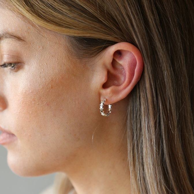 Tutti & Co Stardust Earrings Silver EA385S main on model