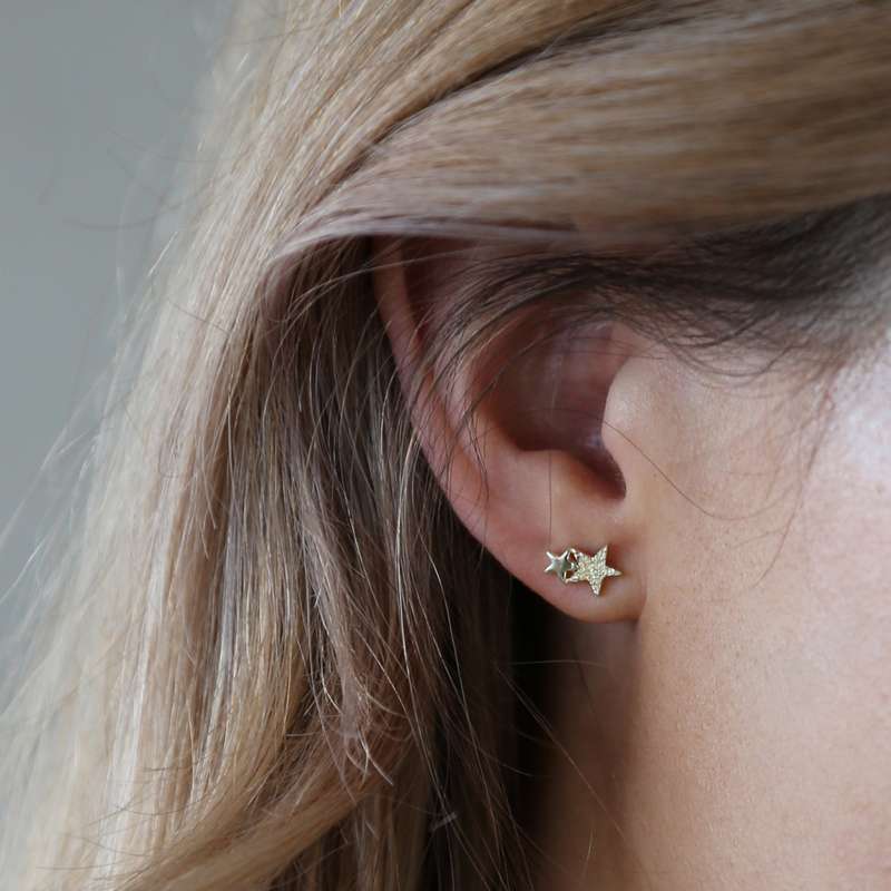 Tutti & Co Starlight Earrings Gold EA345G on model
