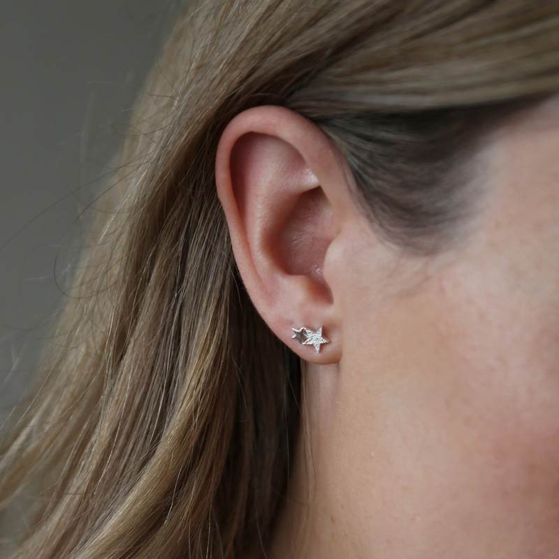 Tutti & Co Starlight Earrings Silver EA345S on model